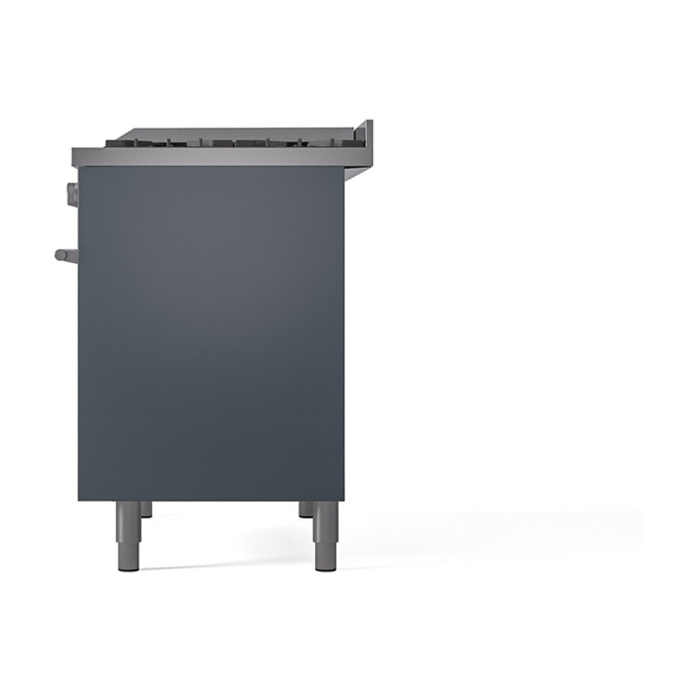 ILVE 40-inch Professional Plus II Propane Gas Dual Fuel Range with Solid Door Oven in Blue Grey (UPD40FQMPBGLP)