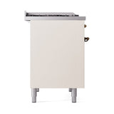 ILVE 40-Inch Nostalgie II Natural Gas Dual Fuel Range with 6 Burners, Griddle and Solid Door Oven in Antique White with Bronze Trim (UPD40FQNMPAWB)