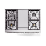 ILVE 40-Inch Nostalgie II Natural Gas Dual Fuel Range with 6 Burners, Griddle and Solid Door Oven in Blue Grey with Chrome Trim (UPD40FQNMPBGC)