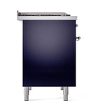 ILVE 40-Inch Nostalgie II Propane Gas Dual Fuel Range with 6 Burners, Griddle and Solid Door Oven in Midnight Blue with Chrome Trim (UPD40FQNMPMBCLP)