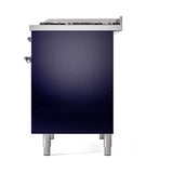 ILVE 40-Inch Nostalgie II Propane Gas Dual Fuel Range with 6 Burners, Griddle and Solid Door Oven in Midnight Blue with Chrome Trim (UPD40FQNMPMBCLP)