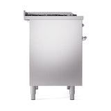 ILVE 40-Inch Nostalgie II Propane Gas Dual Fuel Range with 6 Burners, Griddle and Solid Door Oven in Stainless Steel with Chrome Trim (UPD40FQNMPSSCLP)