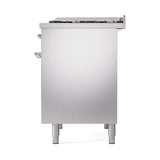 ILVE 40-Inch Nostalgie II Propane Gas Dual Fuel Range with 6 Burners, Griddle and Solid Door Oven in Stainless Steel with Chrome Trim (UPD40FQNMPSSCLP)