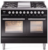 ILVE Professional Plus II 40-Inch Freestanding Propane Gas Dual Fuel Range with 6 Sealed Burner in Glossy Black (UPD40FWMPBKLP)