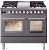 ILVE Professional Plus II 40-Inch Freestanding Natural Gas Dual Fuel Range with 6 Sealed Burner in Matte Graphite (UPD40FWMPMG)