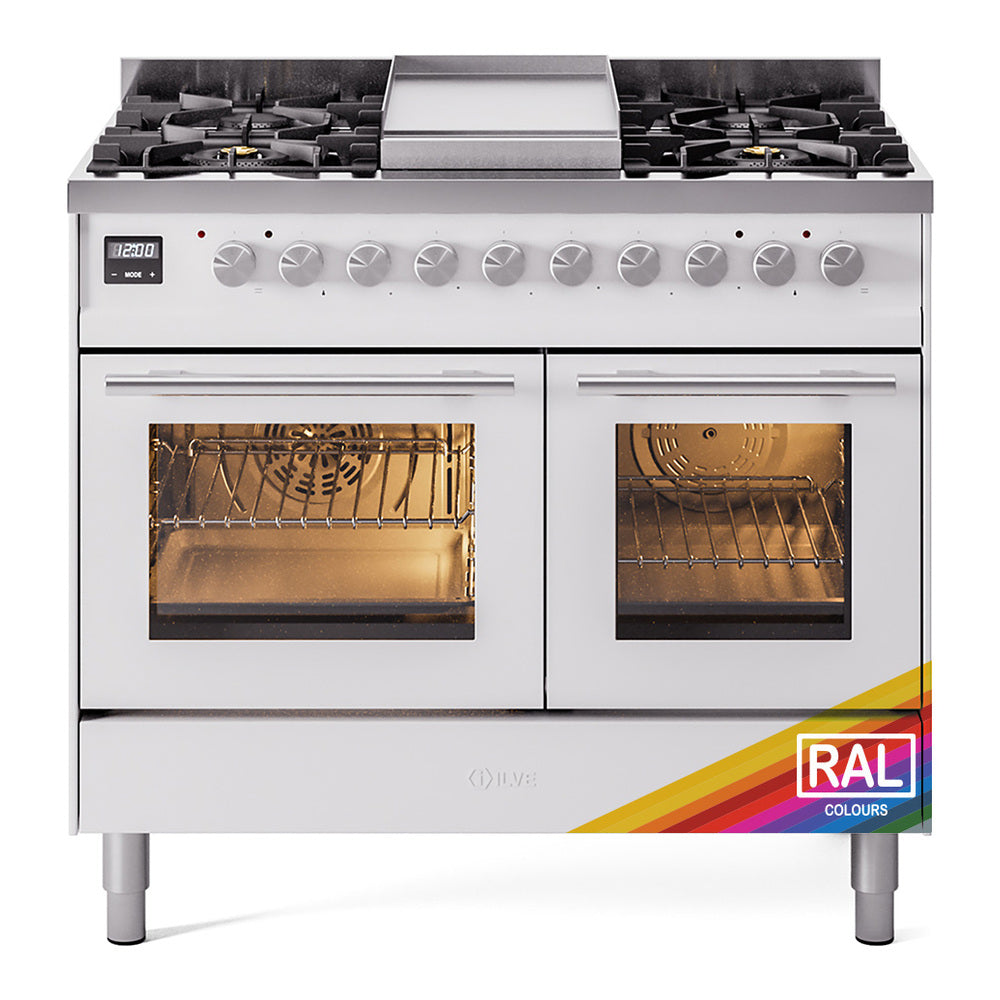 ILVE Professional Plus II 40-Inch Freestanding Natural Gas Dual Fuel Range with 6 Sealed Burner in Custom RAL (UPD40FWMPRA)
