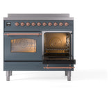 ILVE Nostalgie II 40-Inch Freestanding Electric Induction Range in Blue Grey with Copper Trim (UPDI406NMPBGP)