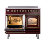 ILVE 40-Inch Nostalgie II Noblesse Induction Range with Triple Glass Door in Burgundy with Bronze Trim (UNDI406NMPBUB)