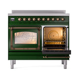 ILVE 40-Inch Nostalgie II Noblesse Induction Range with Triple Glass Door in Emerald Green  with Bronze Trim (UNDI406NMPEGB)