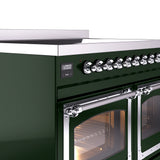 ILVE 40-Inch Nostalgie II Noblesse Induction Range with Triple Glass Door in Emerald Green with Chrome Trim (UNDI406NMPEGC)