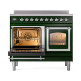ILVE 40-Inch Nostalgie II Noblesse Induction Range with Triple Glass Door in Emerald Green with Chrome Trim (UNDI406NMPEGC)