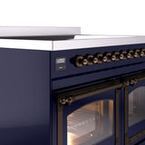 ILVE 40-Inch Nostalgie II Noblesse Induction Range with Triple Glass Door in Midnight Blue with Bronze Trim (UNDI406NMPMBB)