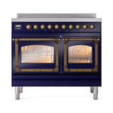 ILVE 40-Inch Nostalgie II Noblesse Induction Range with Triple Glass Door in Midnight Blue with Bronze Trim (UNDI406NMPMBB)