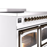 ILVE 40-Inch Nostalgie II Noblesse Induction Range with Triple Glass Door in White with Bronze Trim (UNDI406NMPWHB)