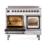 ILVE 40-Inch Nostalgie II Noblesse Induction Range with Triple Glass Door in White with Bronze Trim (UNDI406NMPWHB)