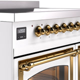 ILVE 40-Inch Nostalgie II Noblesse Induction Range with Triple Glass Door in White with Brass Trim (UNDI406NMPWHG)