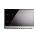 ILVE 40-Inch Nostalgie II Noblesse Induction Range with Triple Glass Door in White with Brass Trim (UNDI406NMPWHG)
