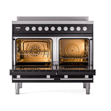 ILVE 40-Inch Professional Plus II Induction Range with Solid Door Oven in Glossy Black (UPDI406QMPBK)
