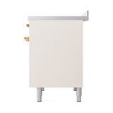 ILVE 40-Inch Nostalgie II Induction Range with Solid Door Oven in Antique White with Brass Trim (UPDI406QNMPAWG)