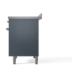 ILVE 40-Inch Nostalgie II Induction Range with Solid Door Oven in Blue Grey with Chrome Trim (UPDI406QNMPBGC)