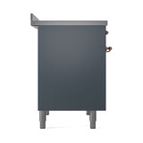 ILVE 40-Inch Nostalgie II Induction Range with Solid Door Oven in Blue Grey with Copper Trim (UPDI406QNMPBGP)