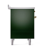 ILVE 40-Inch Nostalgie II Induction Range with Solid Door Oven in Emerald Green with Brass Trim (UPDI406QNMPEGG)