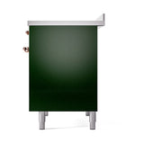 ILVE 40-Inch Nostalgie II Induction Range with Solid Door Oven in Emerald Green with Copper Trim (UPDI406QNMPEGP)