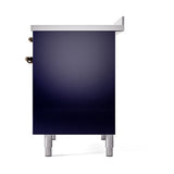ILVE 40-Inch Nostalgie II Induction Range with Solid Door Oven in Midnight Blue with Bronze Trim (UPDI406QNMPMBB)