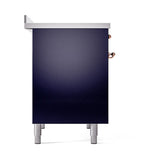 ILVE 40-Inch Nostalgie II Induction Range with Solid Door Oven in Midnight Blue with Copper Trim (UPDI406QNMPMBP)