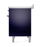 ILVE 40-Inch Nostalgie II Induction Range with Solid Door Oven in Midnight Blue with Copper Trim (UPDI406QNMPMBP)