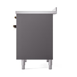 ILVE 40-Inch Nostalgie II Induction Range with Solid Door Oven in Matte Graphite with Bronze Trim (UPDI406QNMPMGB)