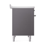 ILVE 40-Inch Nostalgie II Induction Range with Solid Door Oven in Matte Graphite with Chrome Trim (UPDI406QNMPMGC)