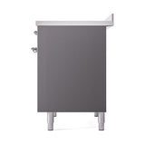 ILVE 40-Inch Nostalgie II Induction Range with Solid Door Oven in Matte Graphite with Chrome Trim (UPDI406QNMPMGC)