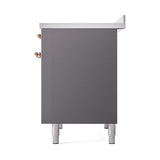 ILVE 40-Inch Nostalgie II Induction Range with Solid Door Oven in Matte Graphite with Copper Trim (UPDI406QNMPMGP)
