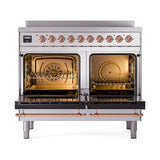 ILVE 40-Inch Nostalgie II Induction Range with Solid Door Oven in Stainless Steel with Copper Trim (UPDI406QNMPSSP)