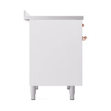 ILVE 40-Inch Nostalgie II Induction Range with Solid Door Oven in White with Copper Trim (UPDI406QNMPWHP)