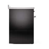 ILVE 30-Inch Nostalgie II Induction Range with Solid Door Oven in Glossy Black with Chrome Trim (UPI304QNMPBKC)