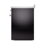ILVE 30-Inch Nostalgie II Induction Range with Solid Door Oven in Glossy Black with Chrome Trim (UPI304QNMPBKC)