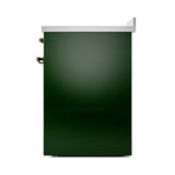 ILVE 30-Inch Nostalgie II Induction Range with Solid Door Oven in Emerald Green with Bronze Trim (UPI304QNMPEGB)