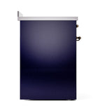 ILVE 30-Inch Nostalgie II Induction Range with Solid Door Oven in Midnight Blue with Bronze Trim (UPI304QNMPMBB)