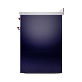 ILVE 30-Inch Nostalgie II Induction Range with Solid Door Oven in Midnight Blue with Copper Trim (UPI304QNMPMBP)