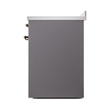 ILVE 30-Inch Nostalgie II Induction Range with Solid Door Oven in Matte Graphite with Bronze Trim (UPI304QNMPMGB)