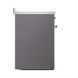 ILVE 30-Inch Nostalgie II Induction Range with Solid Door Oven in Matte Graphite with Chrome Trim (UPI304QNMPMGC)