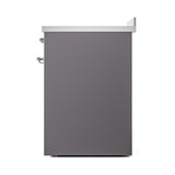 ILVE 30-Inch Nostalgie II Induction Range with Solid Door Oven in Matte Graphite with Chrome Trim (UPI304QNMPMGC)