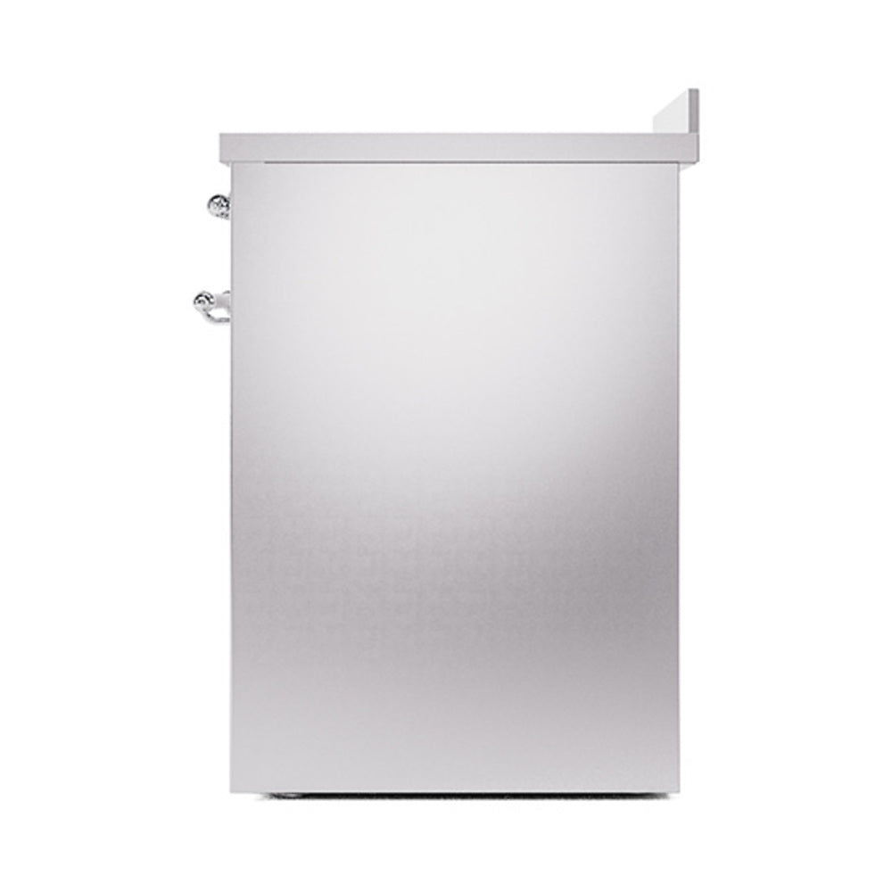 ILVE 30-Inch Nostalgie II Induction Range with Solid Door Oven in Stainless Steel with Chrome Trim (UPI304QNMPSSC)