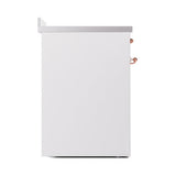 ILVE 30-Inch Nostalgie II Induction Range with Solid Door Oven in White with Copper Trim (UPI304QNMPWHP)