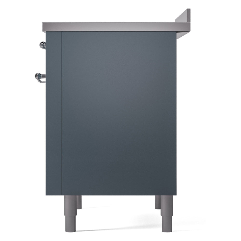 ILVE Nostalgie II 36-Inch Freestanding Electric Induction Range in Blue Grey with Chrome Trim (UPI366NMPBGC)
