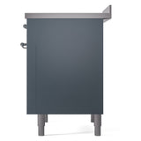 ILVE Nostalgie II 36-Inch Freestanding Electric Induction Range in Blue Grey with Chrome Trim (UPI366NMPBGC)