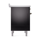 ILVE 36-Inch Nostalgie II Induction Range with Solid Door Oven in Glossy Black with Bronze Trim (UPI366QNMPBKB)
