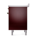 ILVE 36-Inch Nostalgie II Induction Range with Solid Door Oven in Burgundy with Bronze Trim (UPI366QNMPBUB)